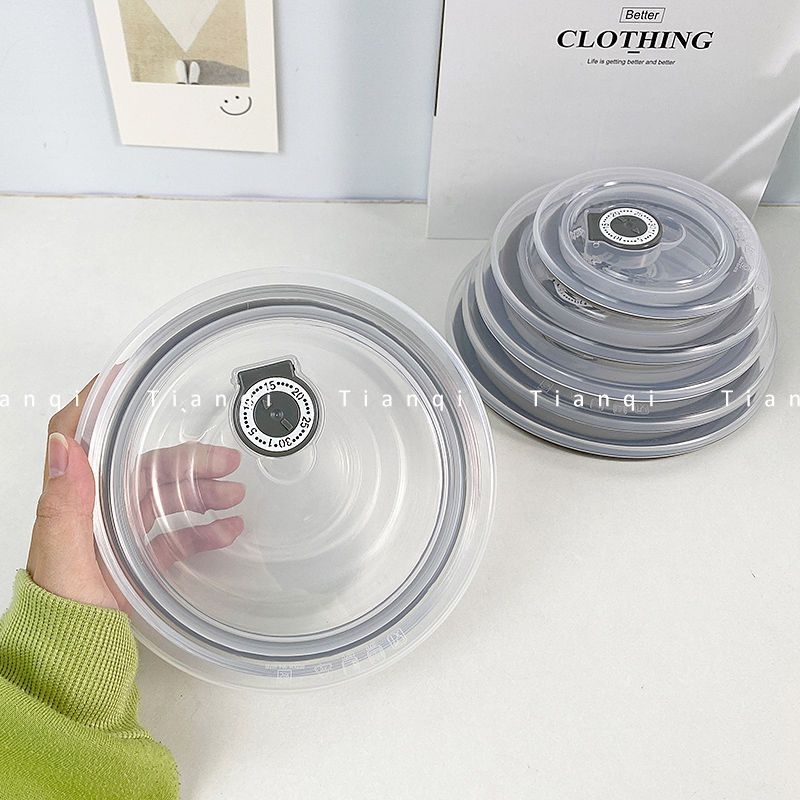 Capac rotund din silicon pentru bol, compatibil cu cuptorul cu microunde, reutilizabil, etanș