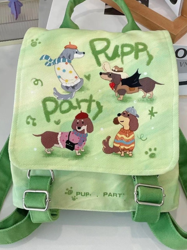 Novi školski ruksak s motivom šteneta, lagan, velik kapacitet, platno