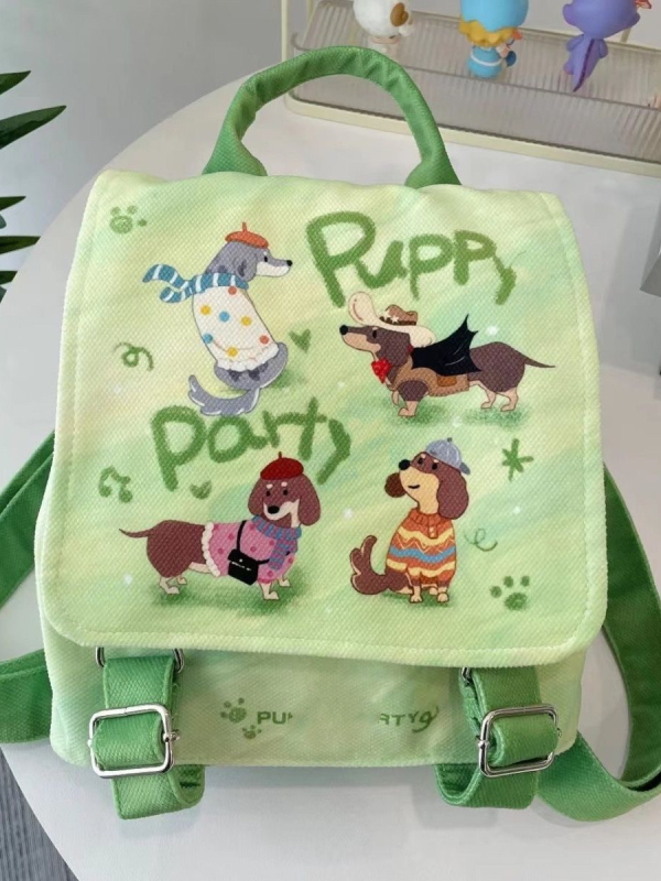 Novi školski ruksak s motivom šteneta, lagan, velik kapacitet, platno