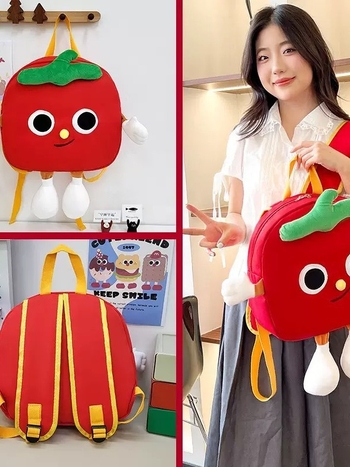 Platneni ranac Cartoon Tomato – sladak dizajn, velik kapacitet, kampus stil