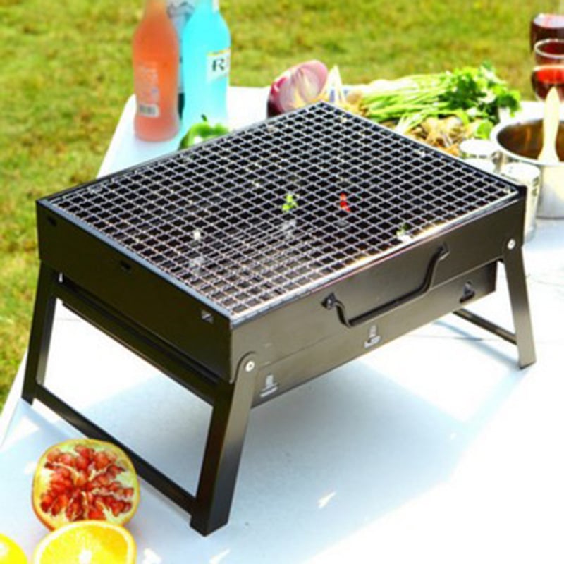Grătar cu cărbune pliabil, grătar de exterior portabil, set complet de unelte BBQ pentru 3–6 persoane