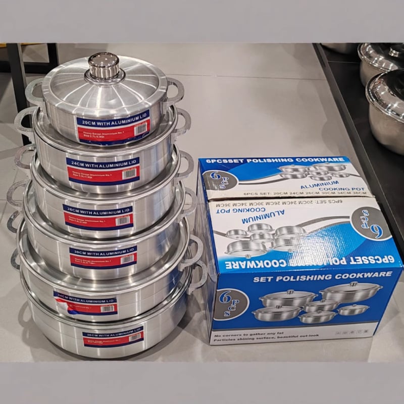 Set de oale din aluminiu, 6 piese, cu capac, stil modern minimalist
