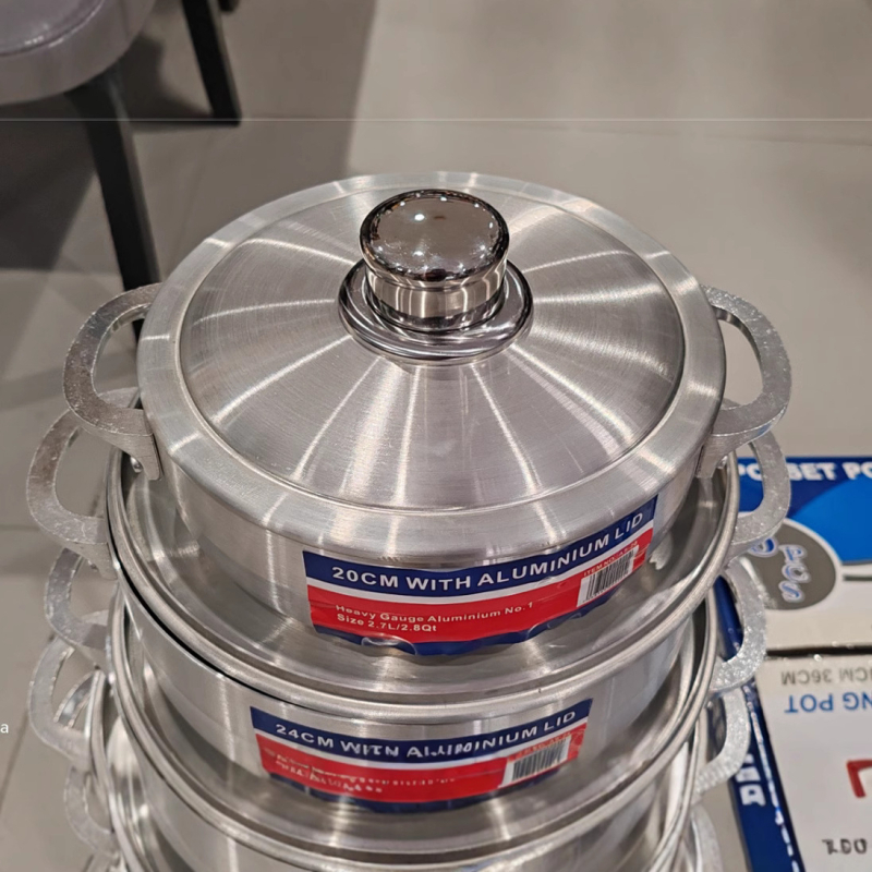 Set de oale din aluminiu, 6 piese, cu capac, stil modern minimalist