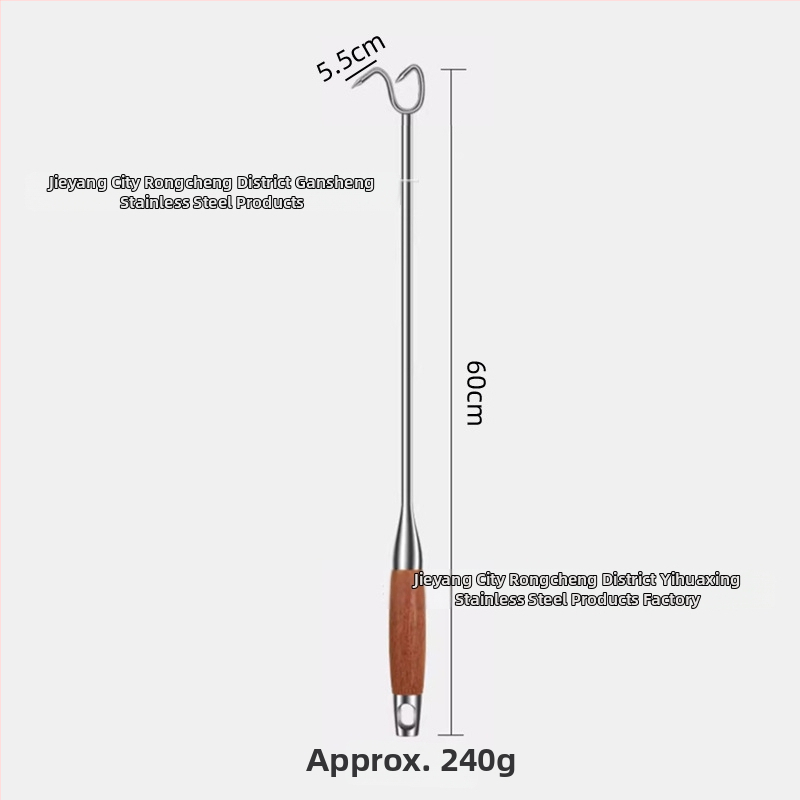 Cârlig din oțel inoxidabil cu mâner lung, pentru carne de porc, grătar și carne fiartă, cârlig gros pentru ridicarea cărnii
