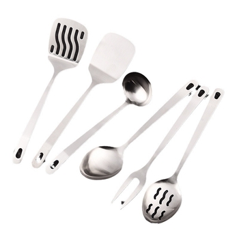Set de ustensile de bucătărie din oțel inoxidabil: spatule, spatulă pentru prăjit, spatulă pentru tigaie, furculițe pentru carne și lingură de orez