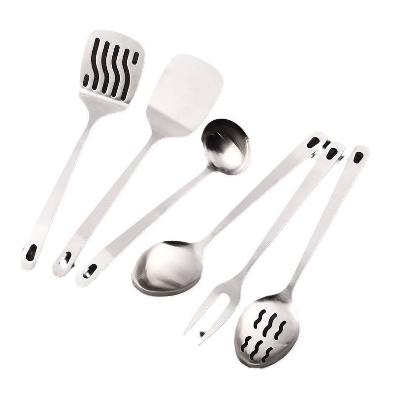Set de ustensile de bucătărie din oțel inoxidabil: spatule, spatulă pentru prăjit, spatulă pentru tigaie, furculițe pentru carne și lingură de orez