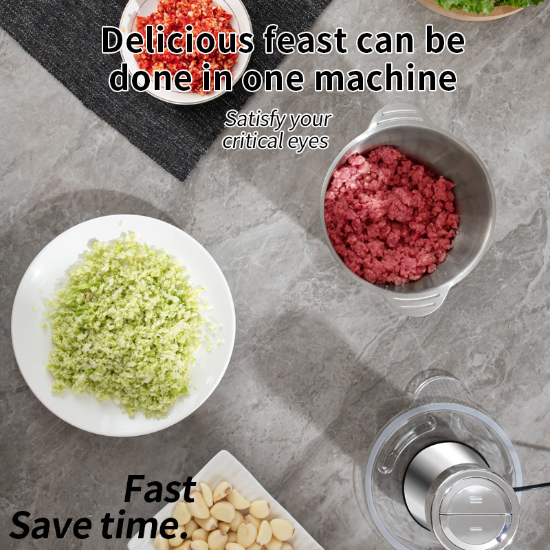 Mașină de tocat carne din oțel inoxidabil, 3 L, pentru bucătăriea de acasă, mixer electric, mărunțitor de legume, blender