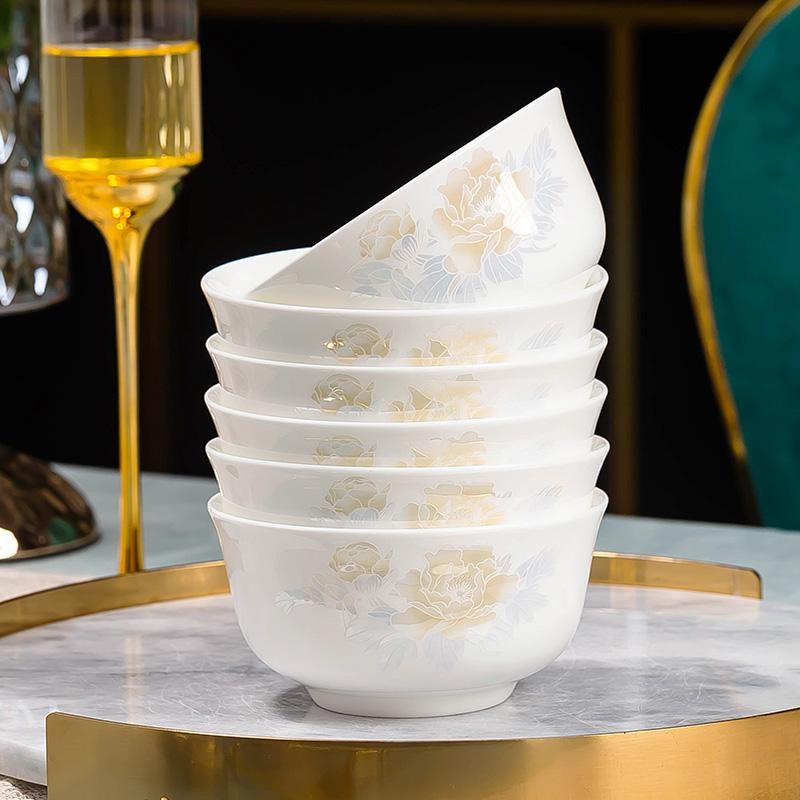 Jingdezhen porțelan: boluri pentru orez și boluri mari de supă în stil chinezesc, farfurioare, veselă din porțelan cu oase, design minimalist pentru uz casnic