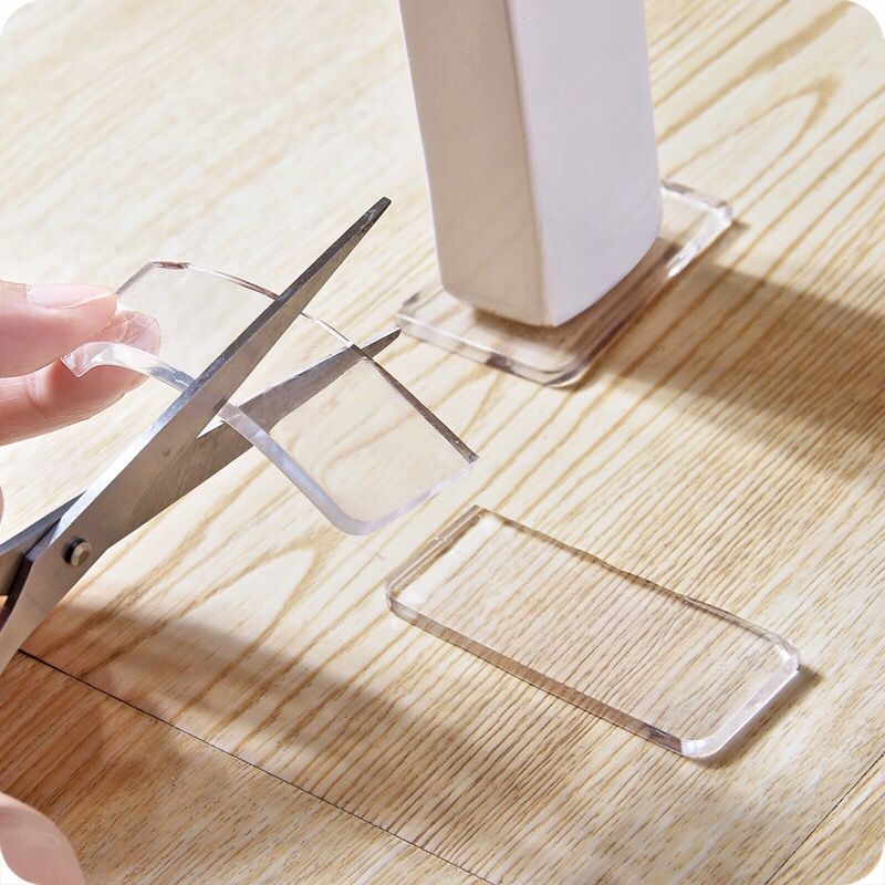 Covoraș PU transparent anti-alunecare pentru mașina de spălat și picioarele mobilierului; plăcuță din silicon îngroșat pentru colțurile măsuțelor de cafea și canapele