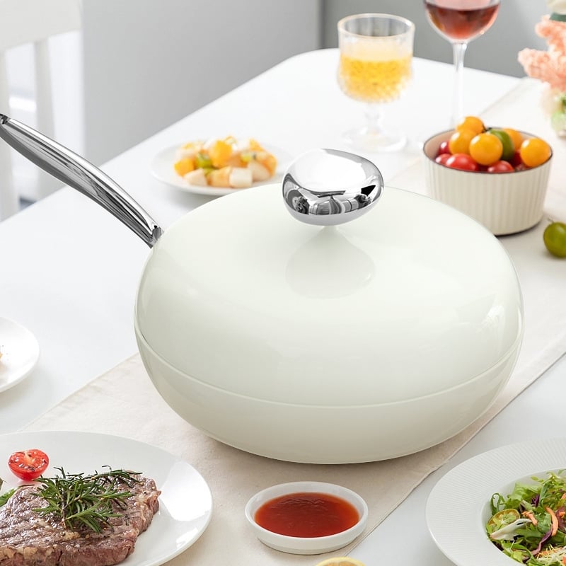 Set wok cu piatră Maifan și strat antiaderent, tigaie cu fund plat, compatibil cu plite cu inducție și aragaz