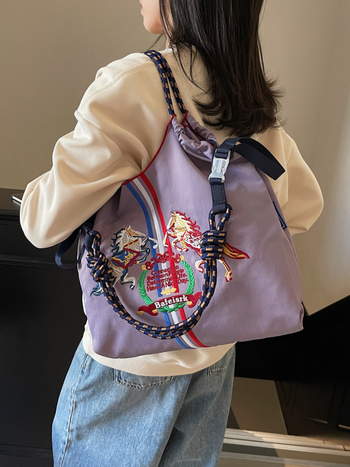 Torba za kupovinu s konjskom broderijom, vodootporna, sklopiva, lagano nošenje preko ramena ili crossbody