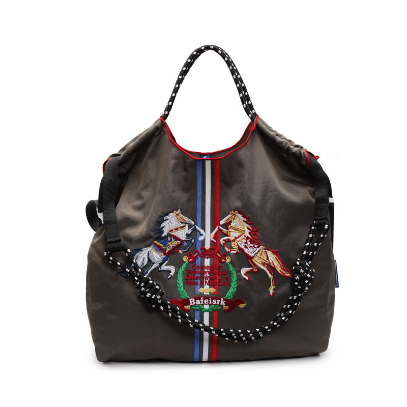 Torba za kupovinu s konjskom broderijom, vodootporna, sklopiva, lagano nošenje preko ramena ili crossbody