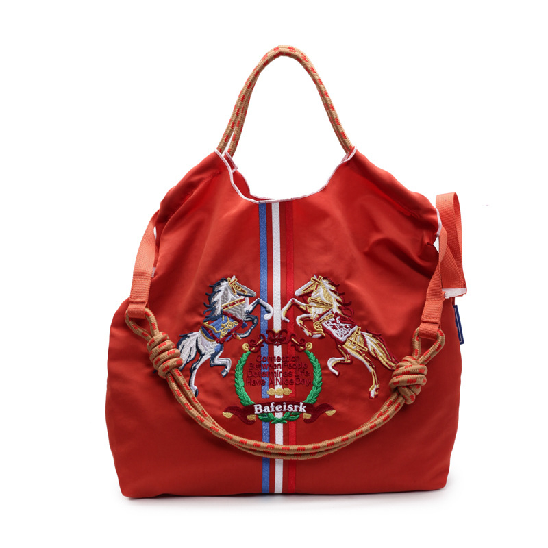 Torba za kupovinu s konjskom broderijom, vodootporna, sklopiva, lagano nošenje preko ramena ili crossbody