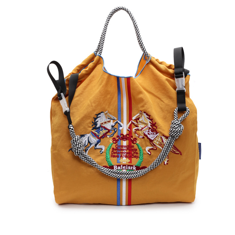 Torba za kupovinu s konjskom broderijom, vodootporna, sklopiva, lagano nošenje preko ramena ili crossbody