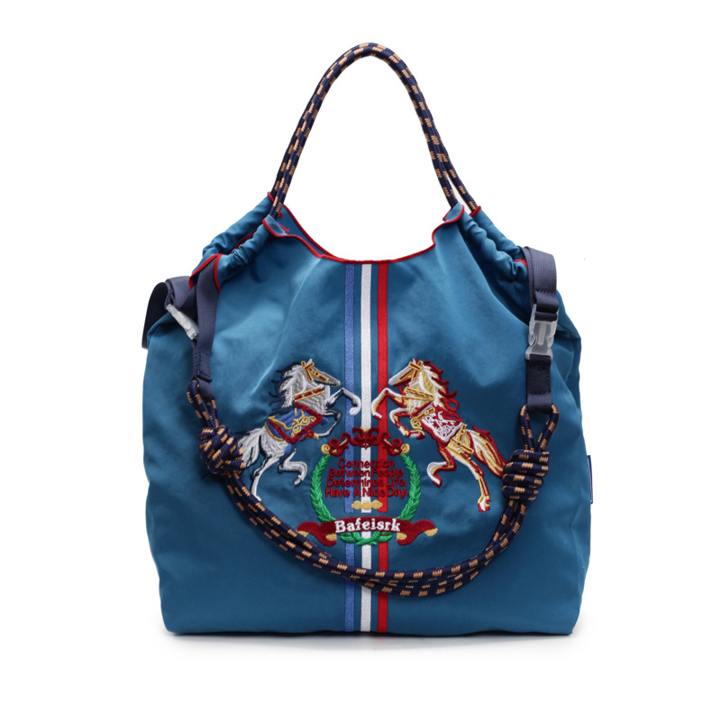 Torba za kupovinu s konjskom broderijom, vodootporna, sklopiva, lagano nošenje preko ramena ili crossbody
