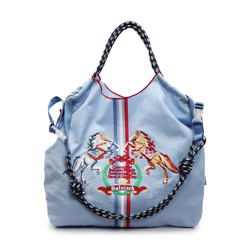 Torba za kupovinu s konjskom broderijom, vodootporna, sklopiva, lagano nošenje preko ramena ili crossbody