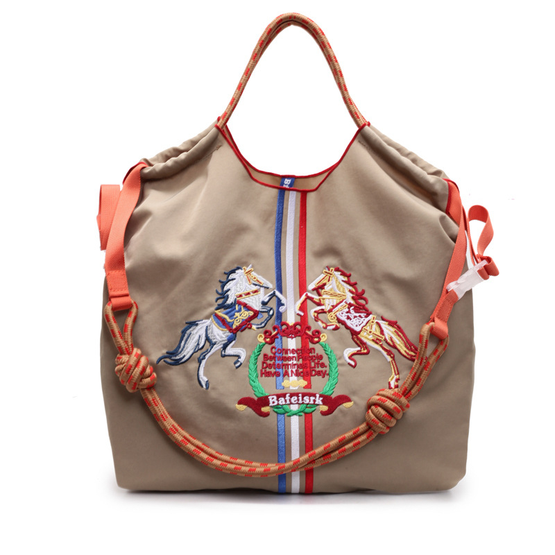Torba za kupovinu s konjskom broderijom, vodootporna, sklopiva, lagano nošenje preko ramena ili crossbody