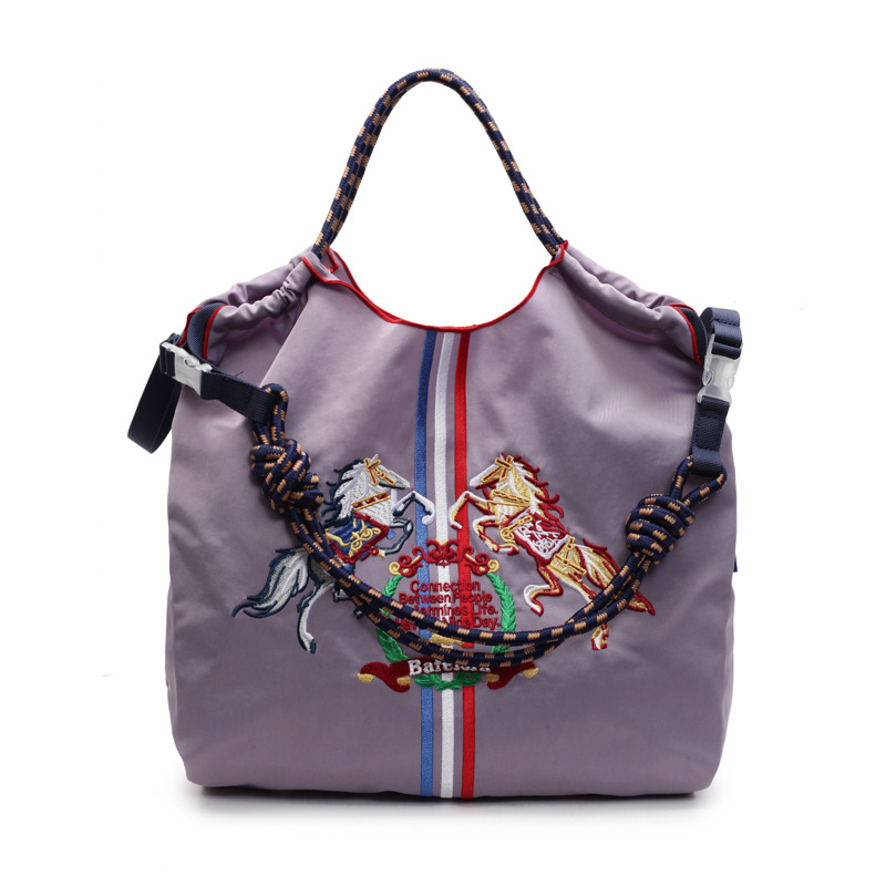 Torba za kupovinu s konjskom broderijom, vodootporna, sklopiva, lagano nošenje preko ramena ili crossbody