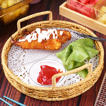 Grătar în stil Japonez din oțel inoxidabil 304, corp dreptunghiular cu capăt semicircular, placă din piatră pentru tempura, grilă din sârmă pentru cotlete de porc și aripioare de pui