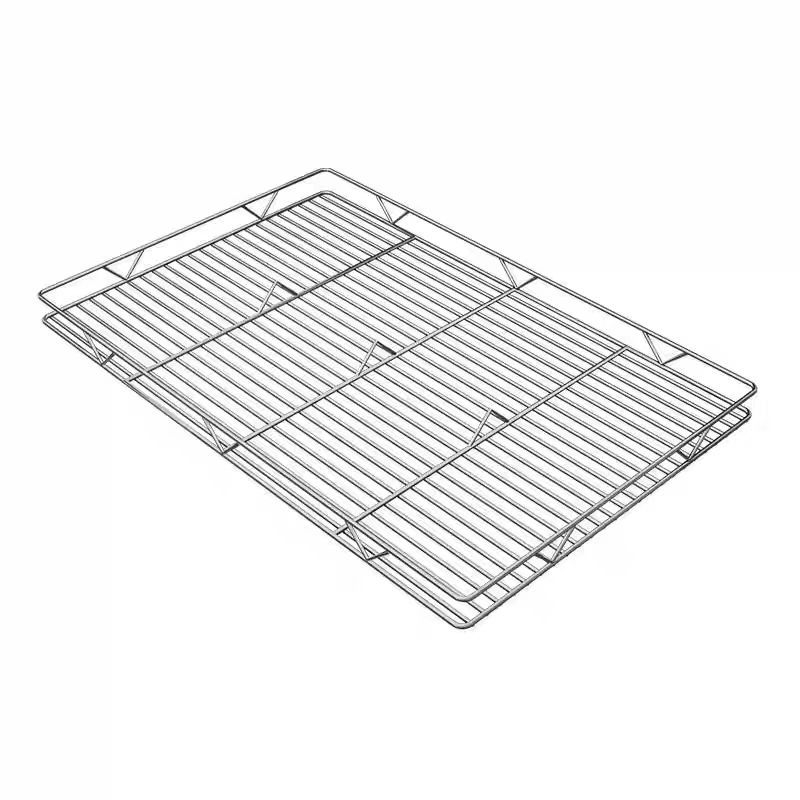 Raft din plasă din oțel inoxidabil, dreptunghiular, cu două niveluri, pentru uscarea prăjiturilor și a pâinii, plasă pentru grătar