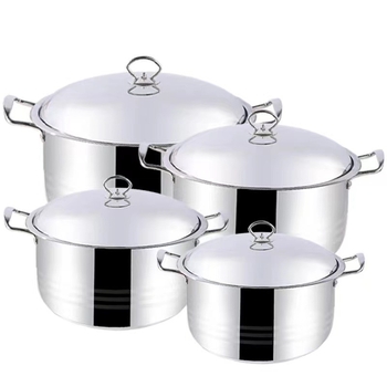 Set de oale mari din oțel inoxidabil cu capac pentru uz casnic, seria 400, vase premium