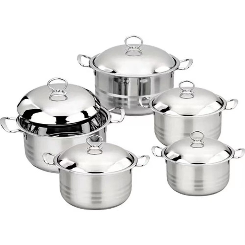 Set de oale mari din oțel inoxidabil cu capac pentru uz casnic, seria 400, vase premium