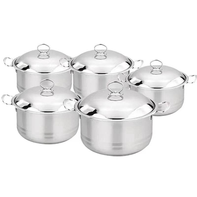 Set de oale mari din oțel inoxidabil cu capac pentru uz casnic, seria 400, vase premium