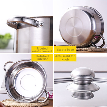 Set de oale din oțel inoxidabil, 5 piese, 18–26 cm, compatibil cu plitele cu inducție, oale cu mânere duble.