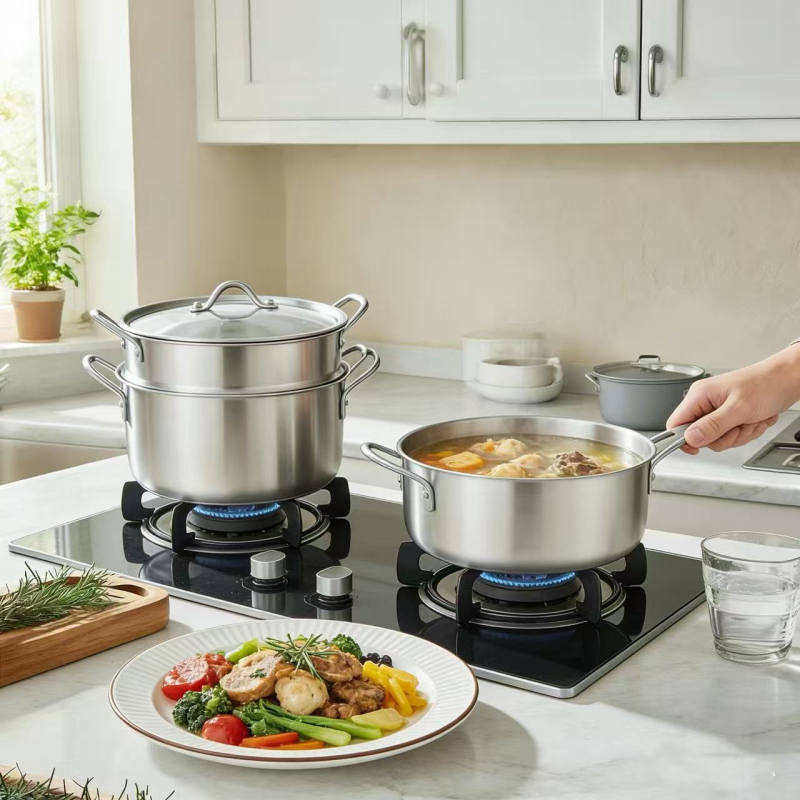 Set de oale din aluminiu întărit, 7 piese, cu capace, dimensiuni 14-26 cm