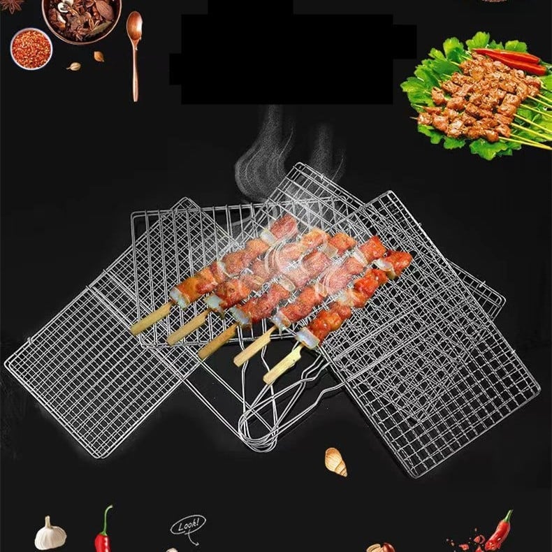 Clești de grătar din oțel inoxidabil pentru pește și legume, plasă de grătar pentru carne — fără magnetism, cu grosime