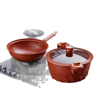 Debolay Set cu micro-presiune și wok – gătire multifuncțională: abur, prăjit, fiert, gătit la aburi, cu puțin ulei