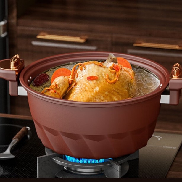 Debolay Set cu micro-presiune și wok – gătire multifuncțională: abur, prăjit, fiert, gătit la aburi, cu puțin ulei