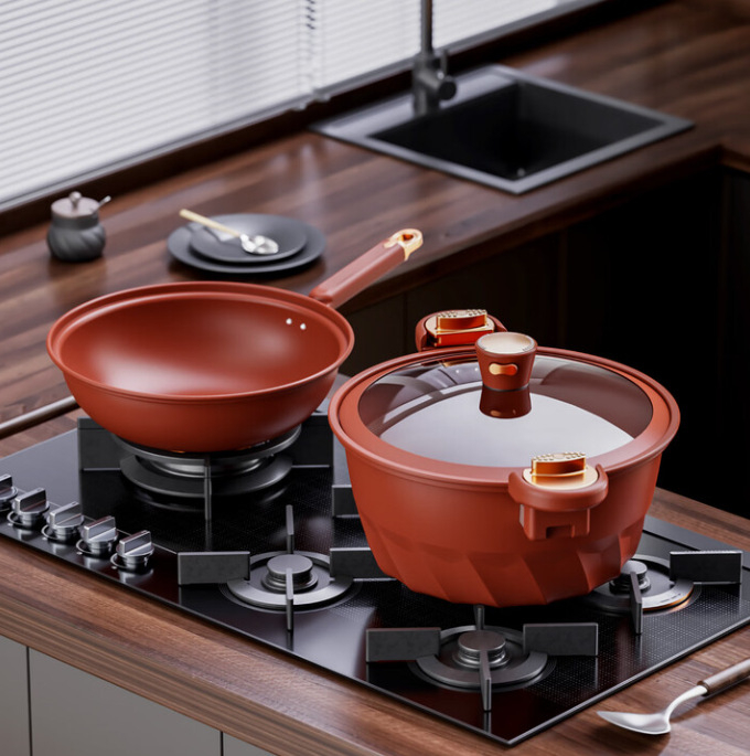 Debolay Set cu micro-presiune și wok – gătire multifuncțională: abur, prăjit, fiert, gătit la aburi, cu puțin ulei