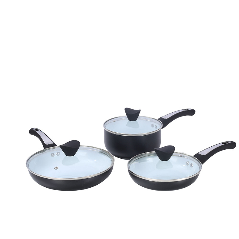 Set de vase de gătit antiaderente, 6 piese, pentru bucătărie, inclusiv tigaie și oală pentru lapte