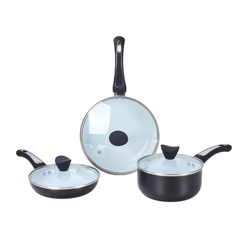 Set de vase de gătit antiaderente, 6 piese, pentru bucătărie, inclusiv tigaie și oală pentru lapte
