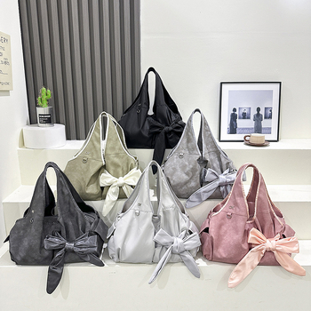 Cahmllo ženska torbica za rame s mašnicom, korejskog stila, plisirana tekstura poput oblaka, velika kapaciteta, mekana koža, crossbody torba za svakodnevnu upotrebu