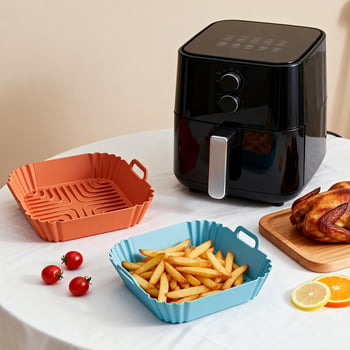 Tavă pătrată din silicon pentru air fryer, antiaderentă, rezistentă la temperaturi înalte, calitate alimentară