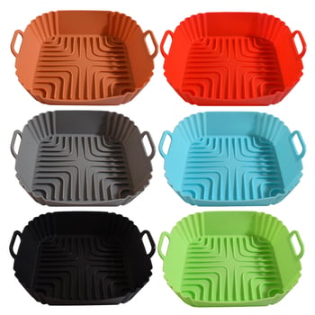 Tavă pătrată din silicon pentru air fryer, antiaderentă, rezistentă la temperaturi înalte, calitate alimentară
