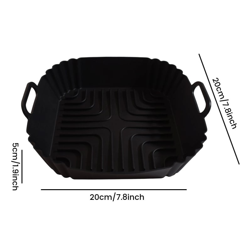 Tavă pătrată din silicon pentru air fryer, antiaderentă, rezistentă la temperaturi înalte, calitate alimentară
