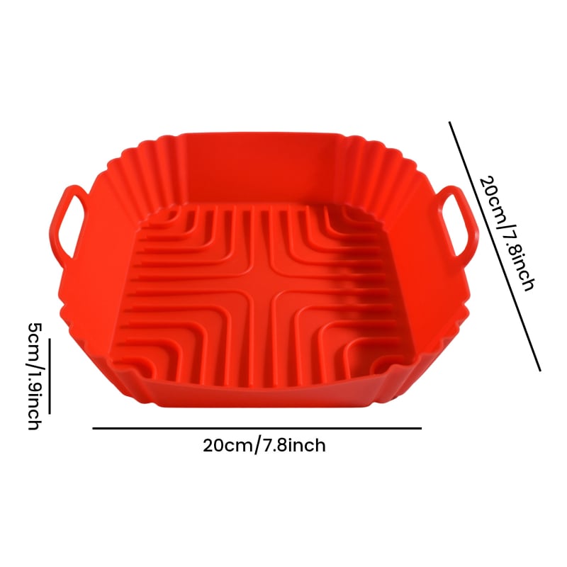 Tavă pătrată din silicon pentru air fryer, antiaderentă, rezistentă la temperaturi înalte, calitate alimentară