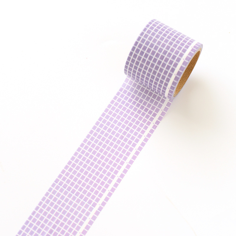 Bandă washi cu culoare uni și model în grilă, 35 mm x 5 m