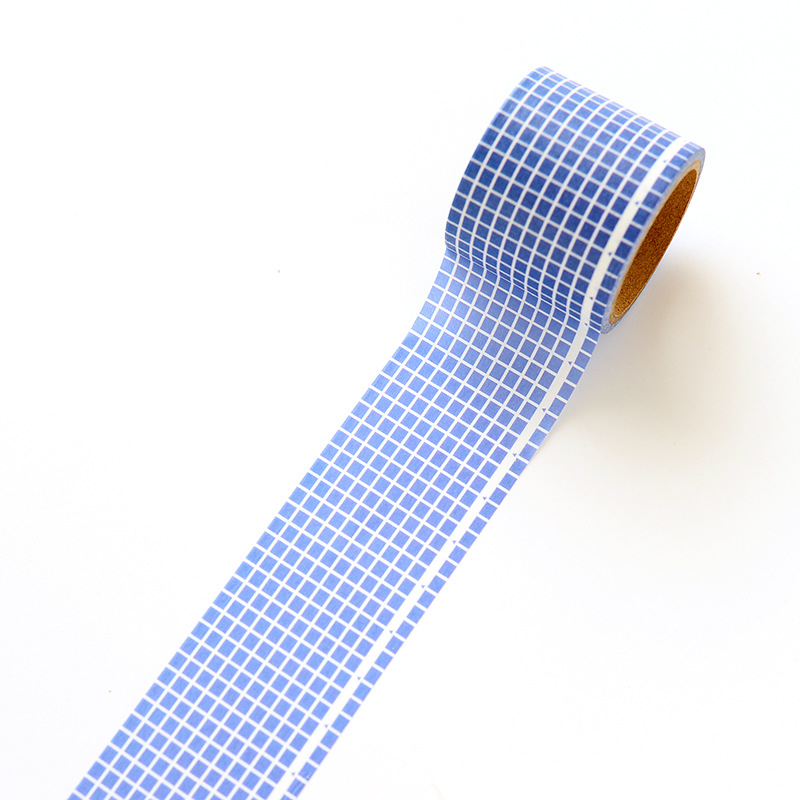 Bandă washi cu culoare uni și model în grilă, 35 mm x 5 m