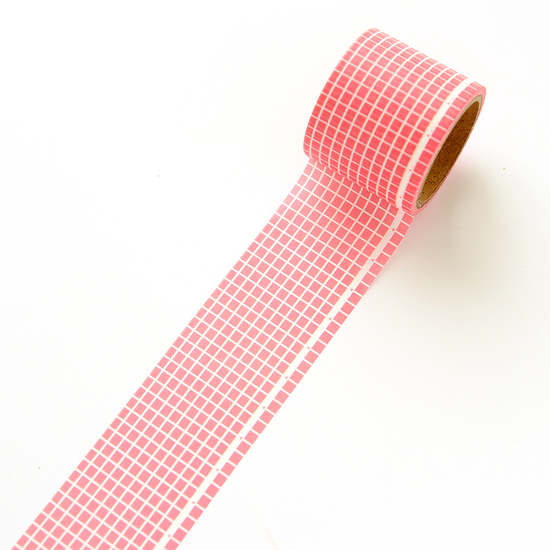 Bandă washi cu culoare uni și model în grilă, 35 mm x 5 m
