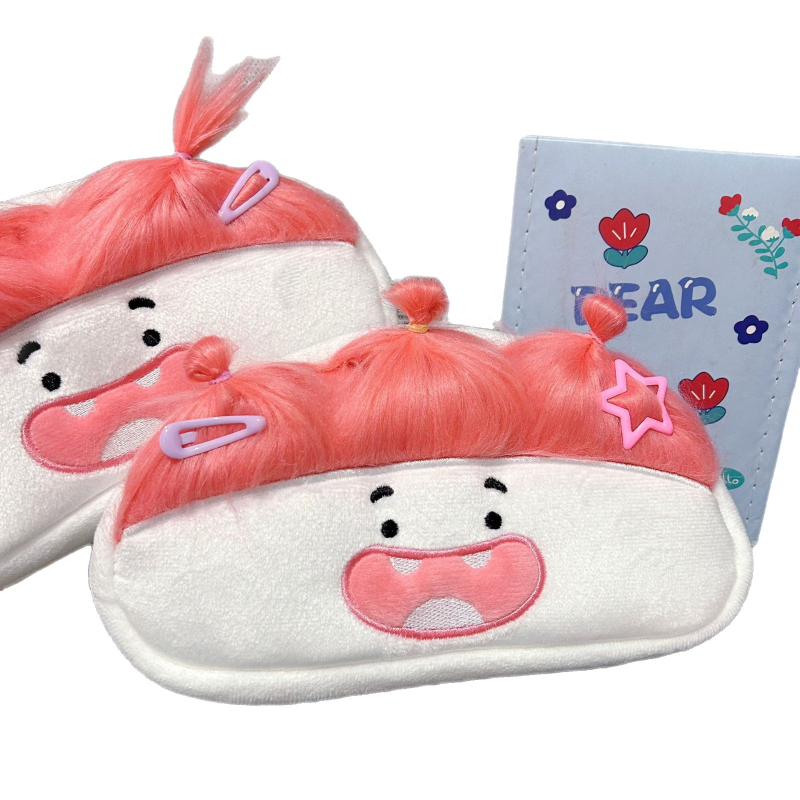 Penar din pluș, cu capacitate mare, design Ugly-Cute pentru fete, accesoriu creativ de papetărie