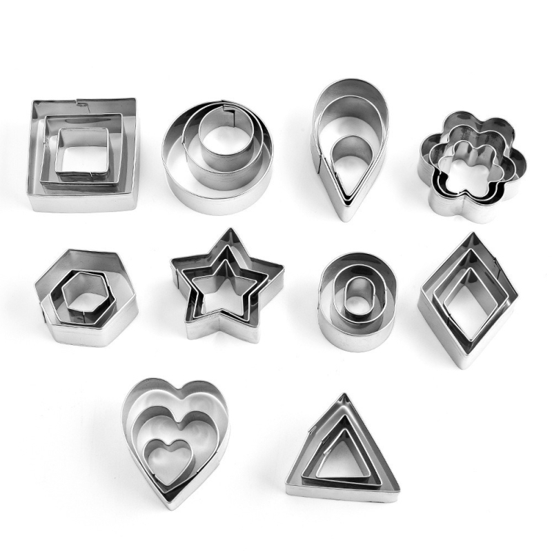 Set de 30 forme din oțel inoxidabil pentru biscuiți, cu ștanțare DIY, pentru bucătărie de acasă