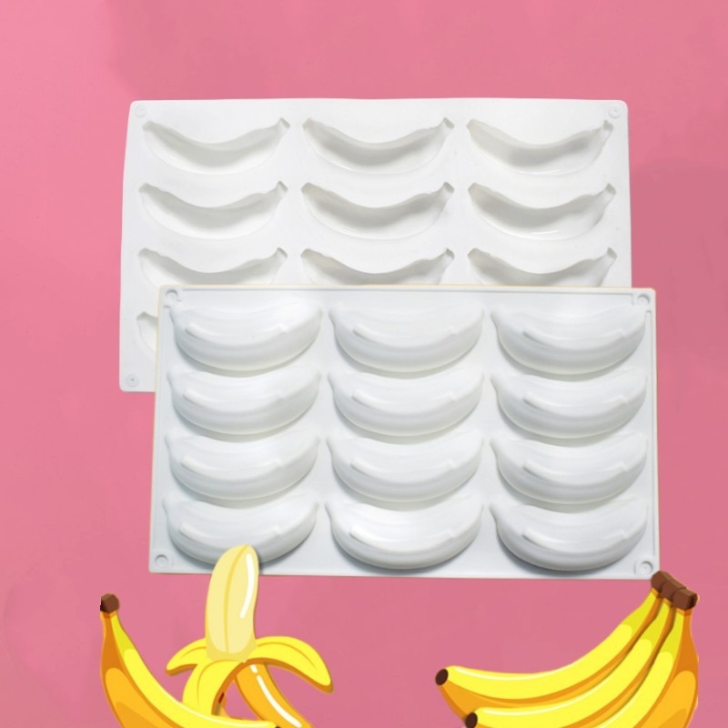 Formă silicon 12 cavități pentru mousse cu fructe și banană, desert francez și ciocolată, pentru coacere
