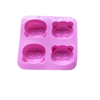 Formă din silicon pentru prăjituri cu patru panda – design animat, pentru mousse de ciocolată, înghețată, coacere și săpun
