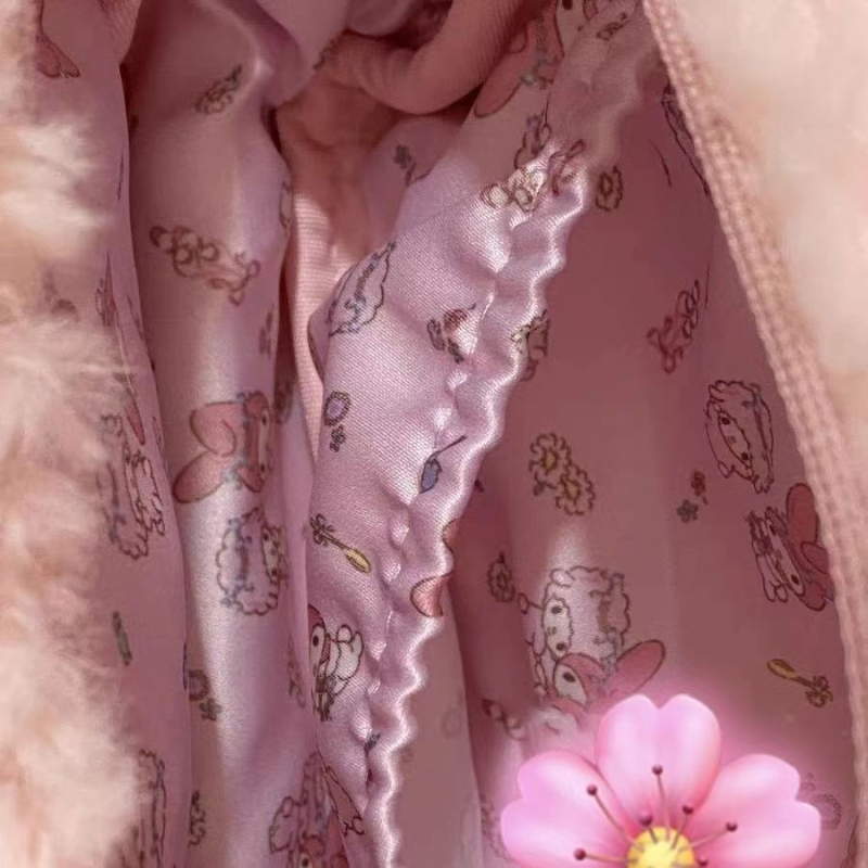 Penar plușat în stil japonez, miel drăguț, capacitate mare, geantă de școală cu desene animate și gentuță cosmetică