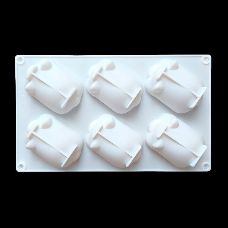 Moldă din silicon cu 6 cavități, în formă de porc, pentru prăjituri, pâine, mousse și deserturi franțuzești – unelte DIY de coacere