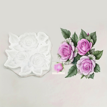 Formă de silicon 3D cu floare de trandafir pentru fondant, de calitate alimentară, pentru DIY cofetărie și decorațiuni - lumânări și ipsos